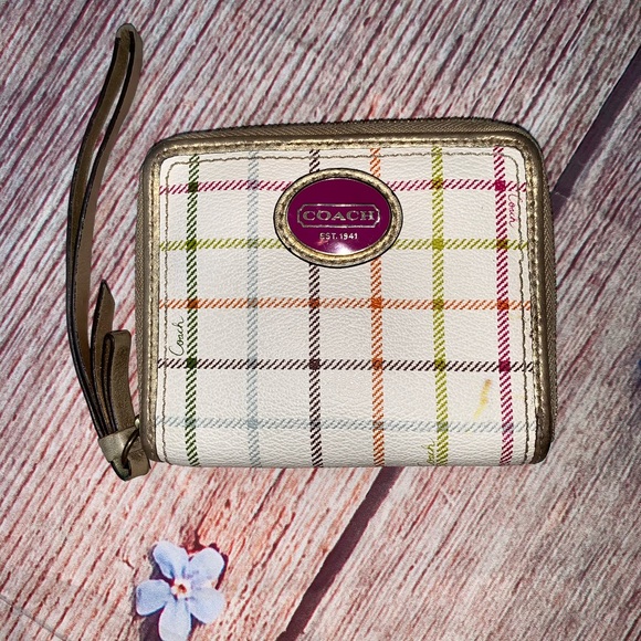 coach checkered wallet
